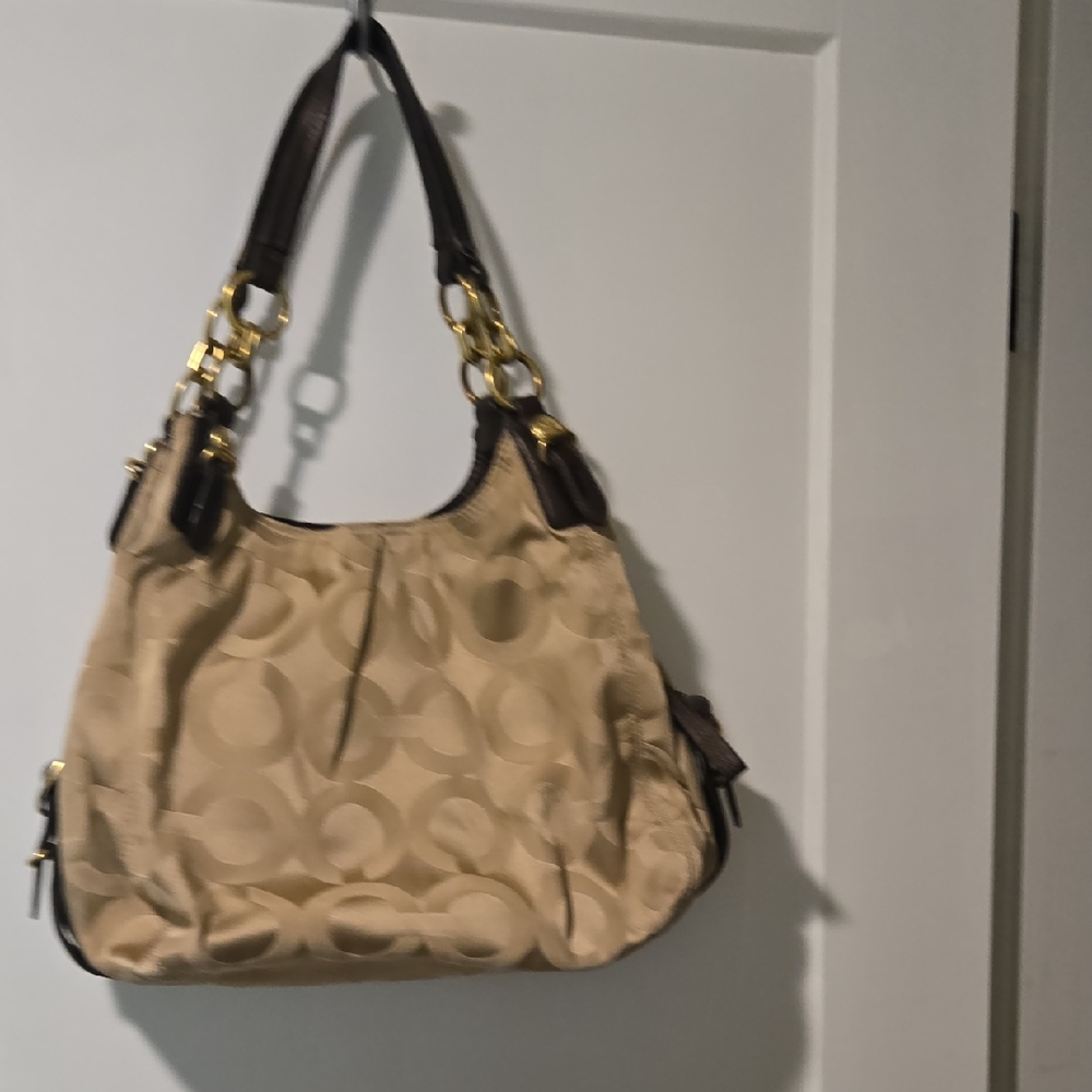 Coach Tan and Brown Shoulder Bag